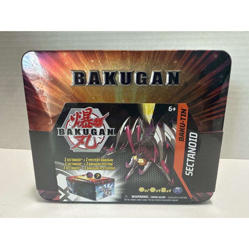 Bakugan Baku-Tin Sectanoid Mystery Bakugan 2 Figures 2 BakuCores 4 Cards New